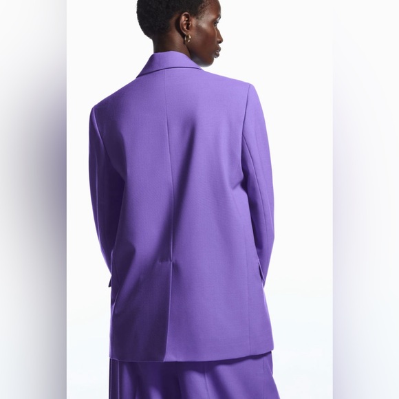 COS Purple Double-Breasted Blazer and Wide-Leg Wool Trousers Suit - Picture 4 of 10